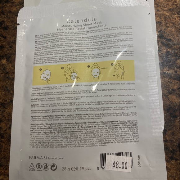Farmasi Calendula Sheet Mask 3 sheets in bundle pack - Picture 3 of 3